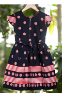 All Over Ball Printed Cotton Kids Dress (KR1194)